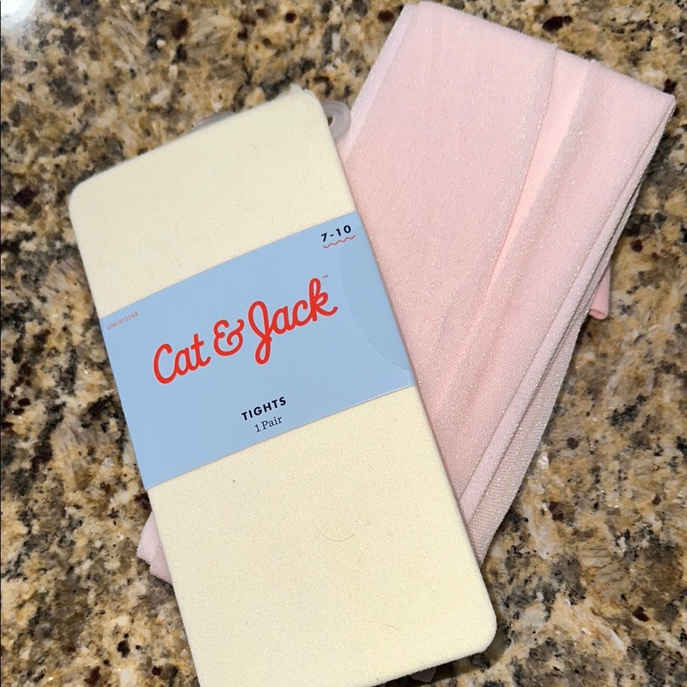 Cat & Jack Soft Cream and Pink Tights